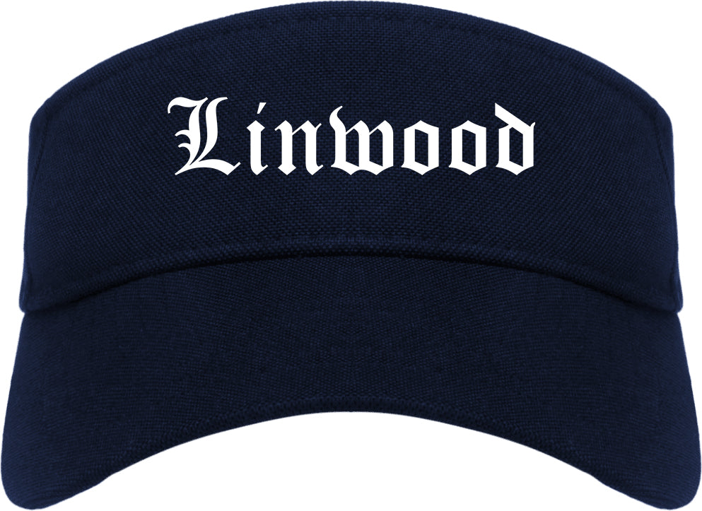 Linwood New Jersey NJ Old English Mens Visor Cap Hat Navy Blue