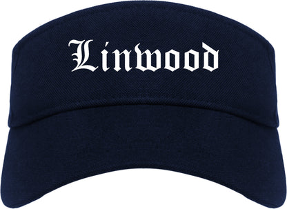 Linwood New Jersey NJ Old English Mens Visor Cap Hat Navy Blue