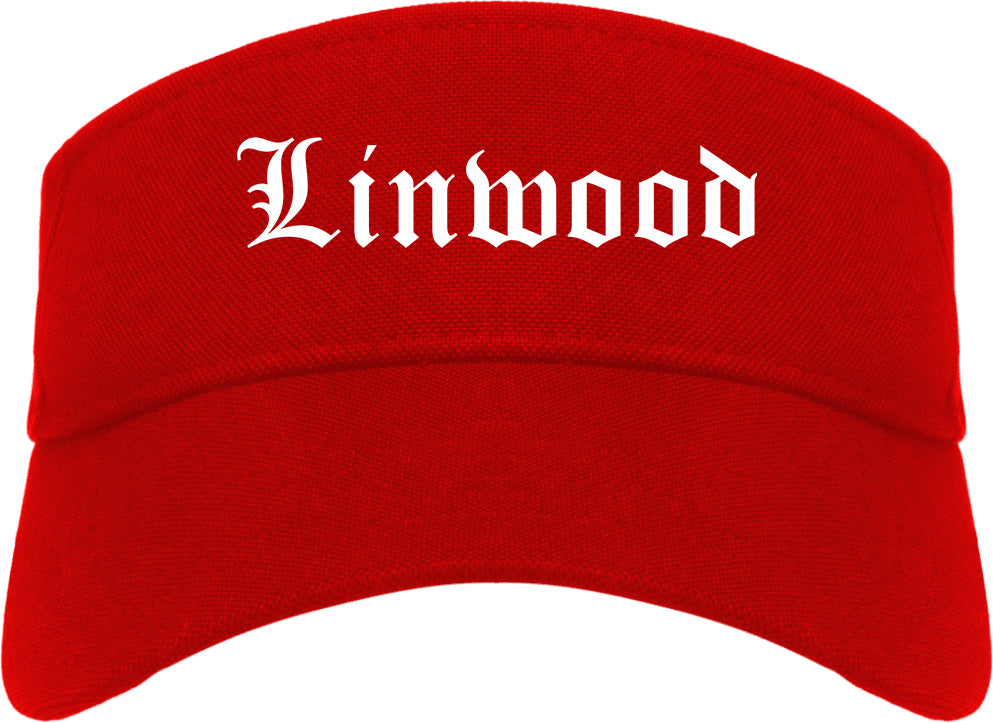 Linwood New Jersey NJ Old English Mens Visor Cap Hat Red