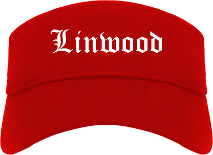 Linwood New Jersey NJ Old English Mens Visor Cap Hat Red