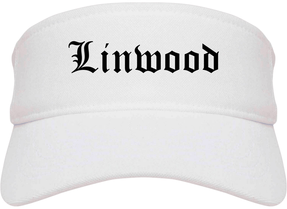 Linwood New Jersey NJ Old English Mens Visor Cap Hat White