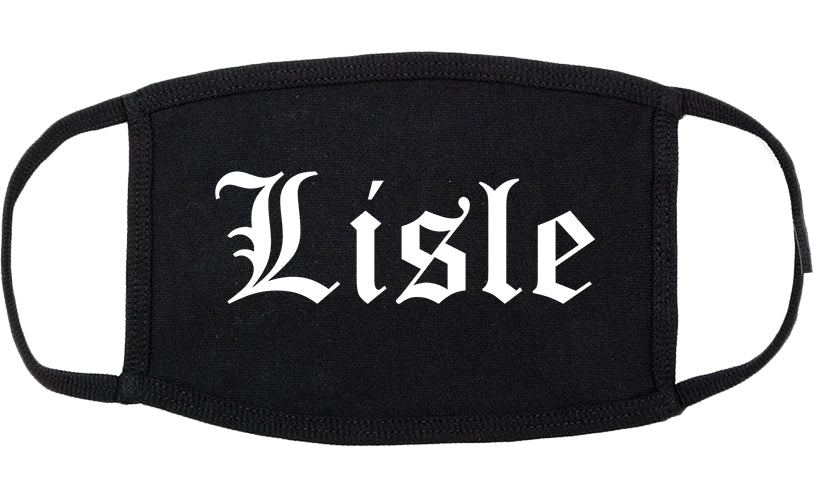 Lisle Illinois IL Old English Cotton Face Mask Black