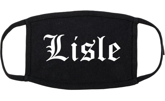Lisle Illinois IL Old English Cotton Face Mask Black