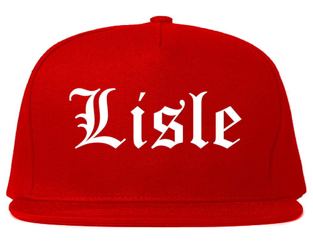Lisle Illinois IL Old English Mens Snapback Hat Red