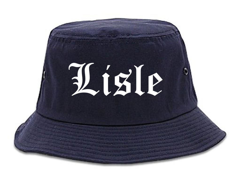 Lisle Illinois IL Old English Mens Bucket Hat Navy Blue