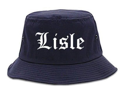 Lisle Illinois IL Old English Mens Bucket Hat Navy Blue