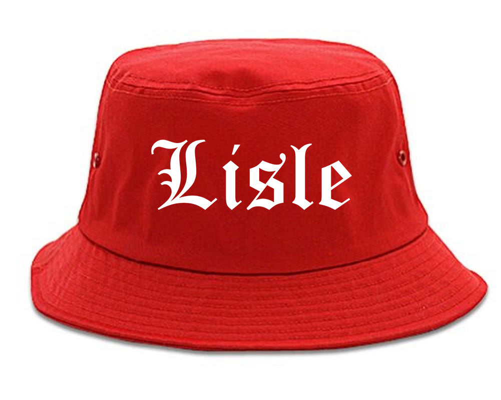 Lisle Illinois IL Old English Mens Bucket Hat Red