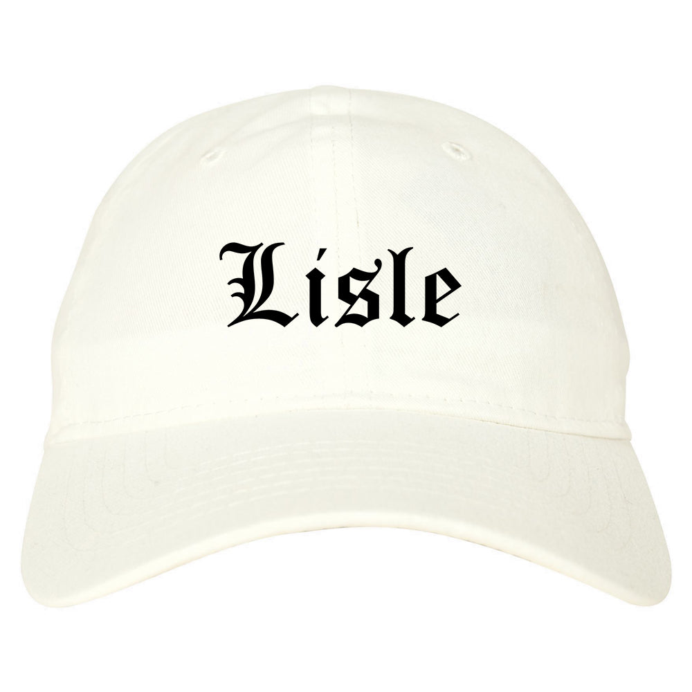 Lisle Illinois IL Old English Mens Dad Hat Baseball Cap White