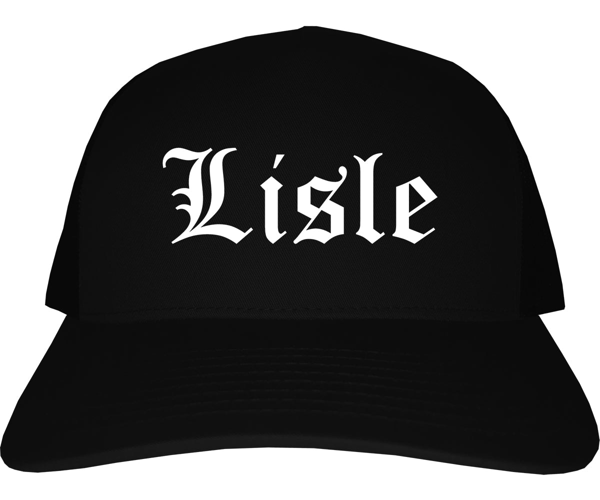 Lisle Illinois IL Old English Mens Trucker Hat Cap Black
