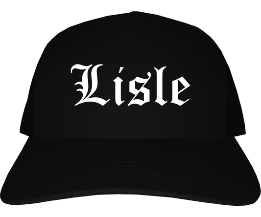 Lisle Illinois IL Old English Mens Trucker Hat Cap Black