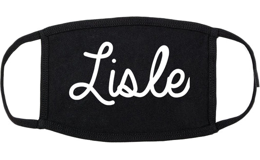 Lisle Illinois IL Script Cotton Face Mask Black