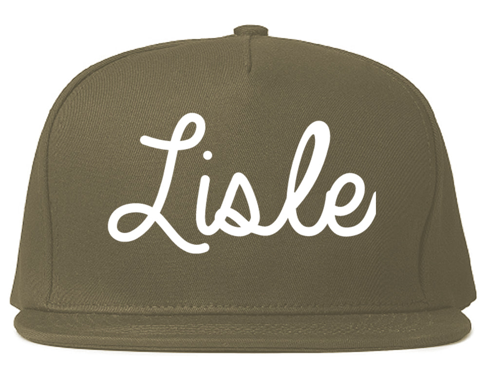 Lisle Illinois IL Script Mens Snapback Hat Grey