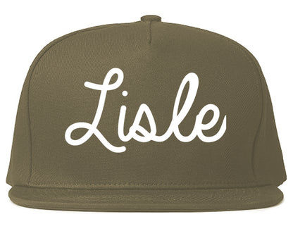 Lisle Illinois IL Script Mens Snapback Hat Grey