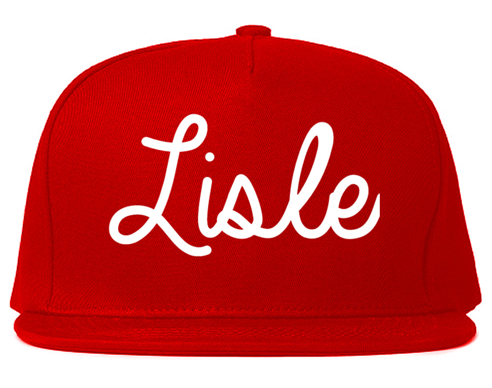 Lisle Illinois IL Script Mens Snapback Hat Red