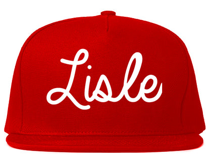 Lisle Illinois IL Script Mens Snapback Hat Red