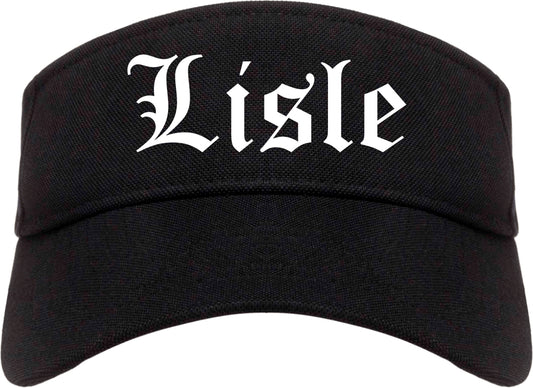 Lisle Illinois IL Old English Mens Visor Cap Hat Black