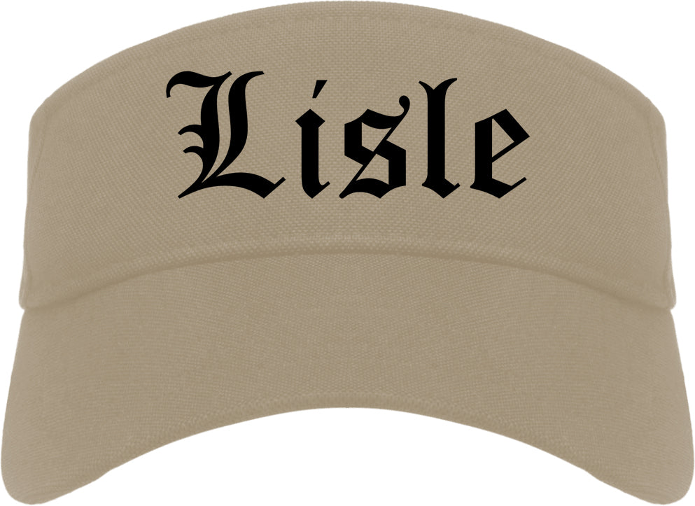 Lisle Illinois IL Old English Mens Visor Cap Hat Khaki