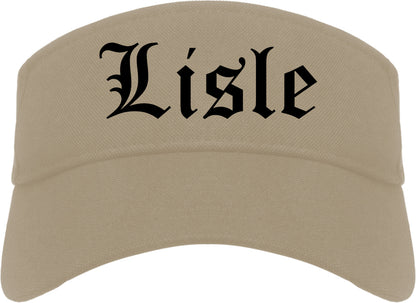 Lisle Illinois IL Old English Mens Visor Cap Hat Khaki