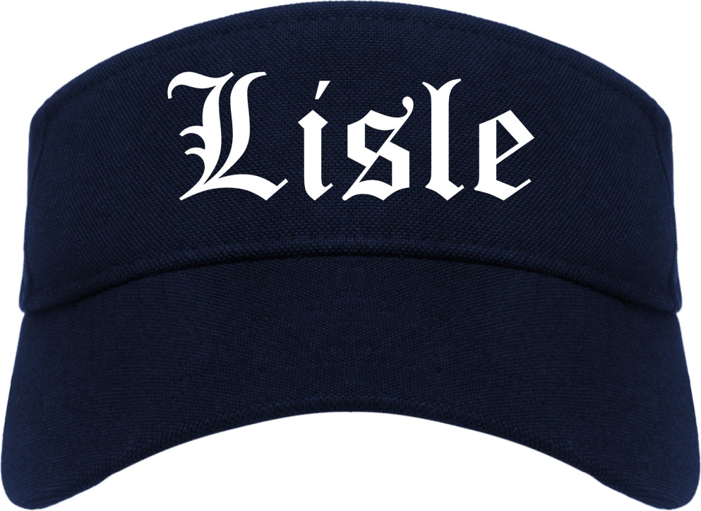 Lisle Illinois IL Old English Mens Visor Cap Hat Navy Blue