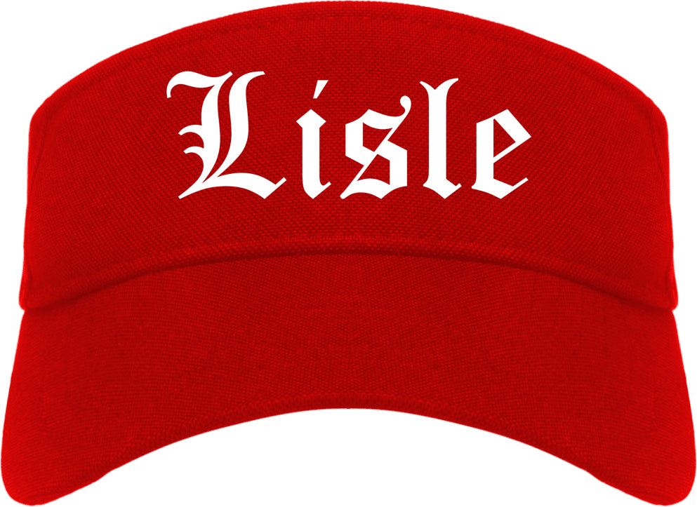 Lisle Illinois IL Old English Mens Visor Cap Hat Red