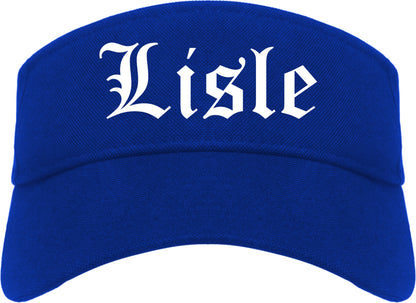 Lisle Illinois IL Old English Mens Visor Cap Hat Royal Blue