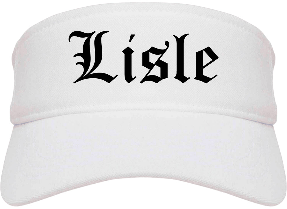 Lisle Illinois IL Old English Mens Visor Cap Hat White