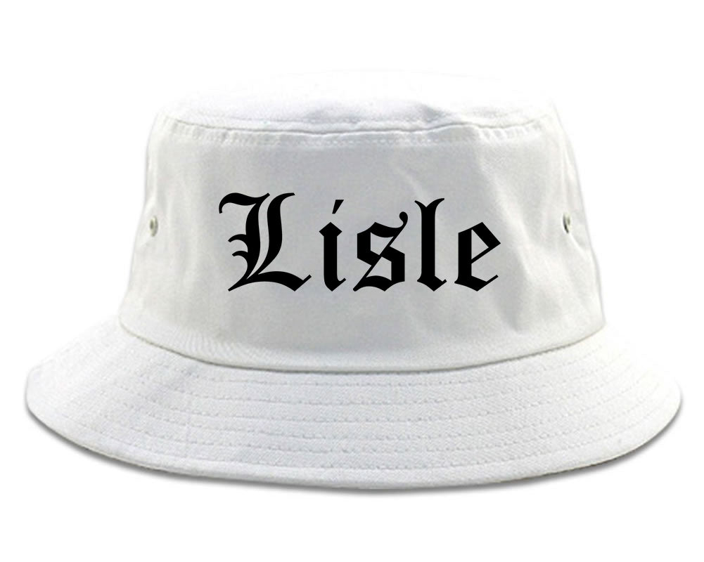 Lisle Illinois IL Old English Mens Bucket Hat White