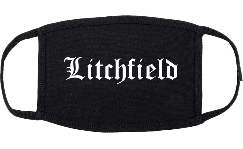 Litchfield Illinois IL Old English Cotton Face Mask Black