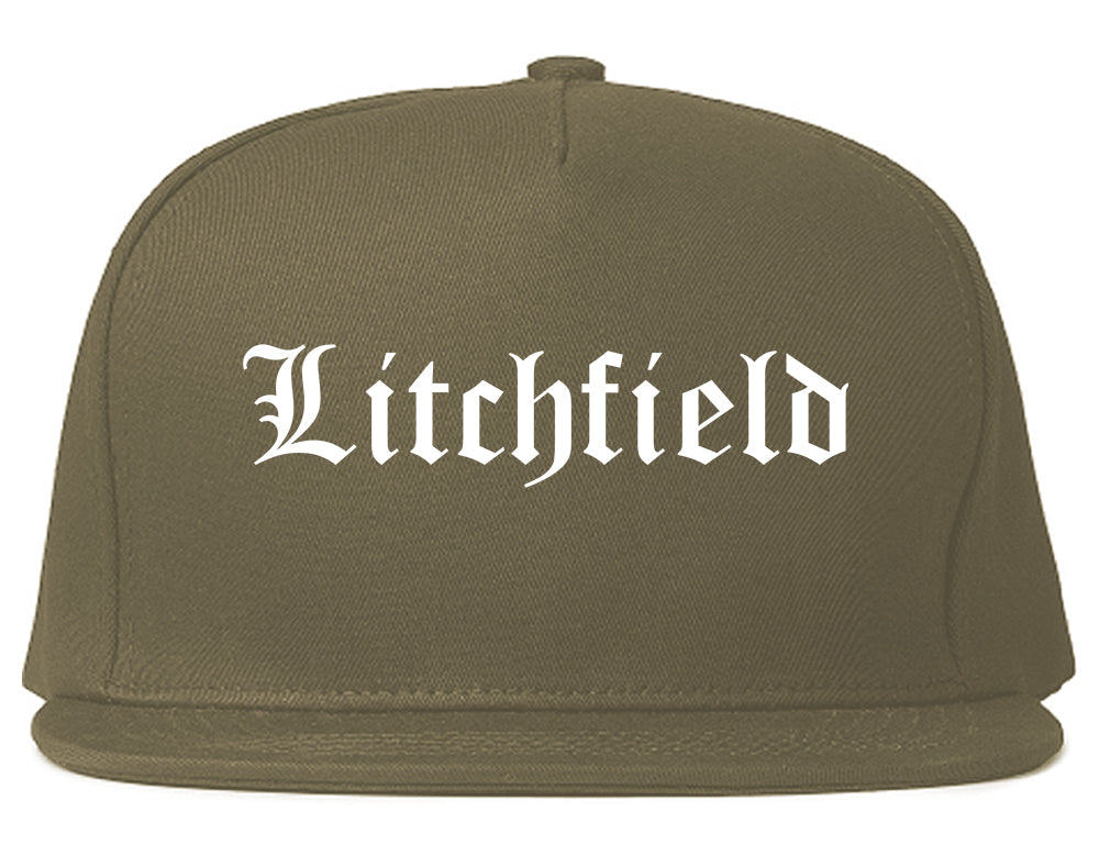 Litchfield Illinois IL Old English Mens Snapback Hat Grey
