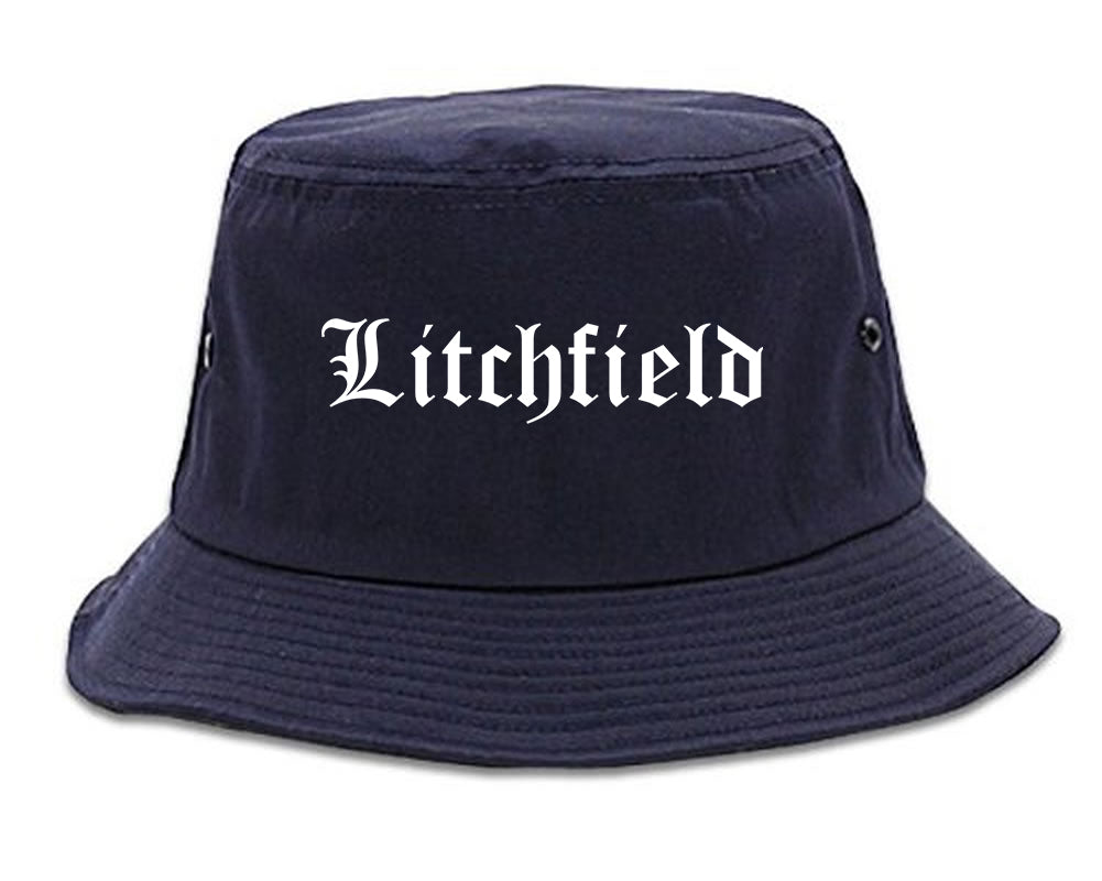 Litchfield Illinois IL Old English Mens Bucket Hat Navy Blue