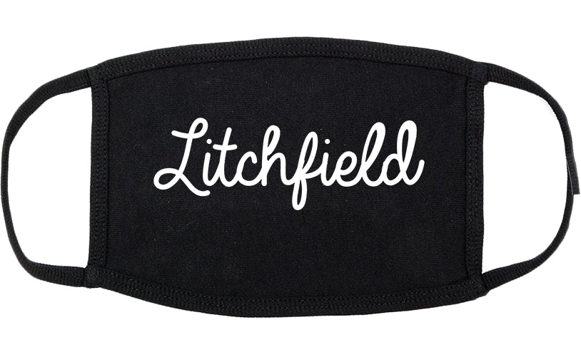 Litchfield Illinois IL Script Cotton Face Mask Black
