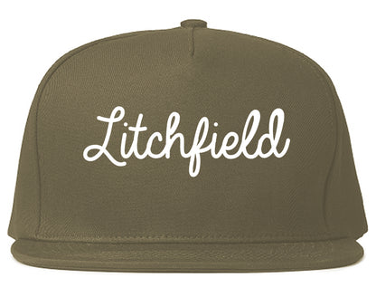 Litchfield Illinois IL Script Mens Snapback Hat Grey