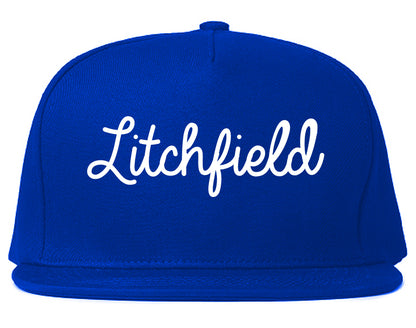 Litchfield Illinois IL Script Mens Snapback Hat Royal Blue