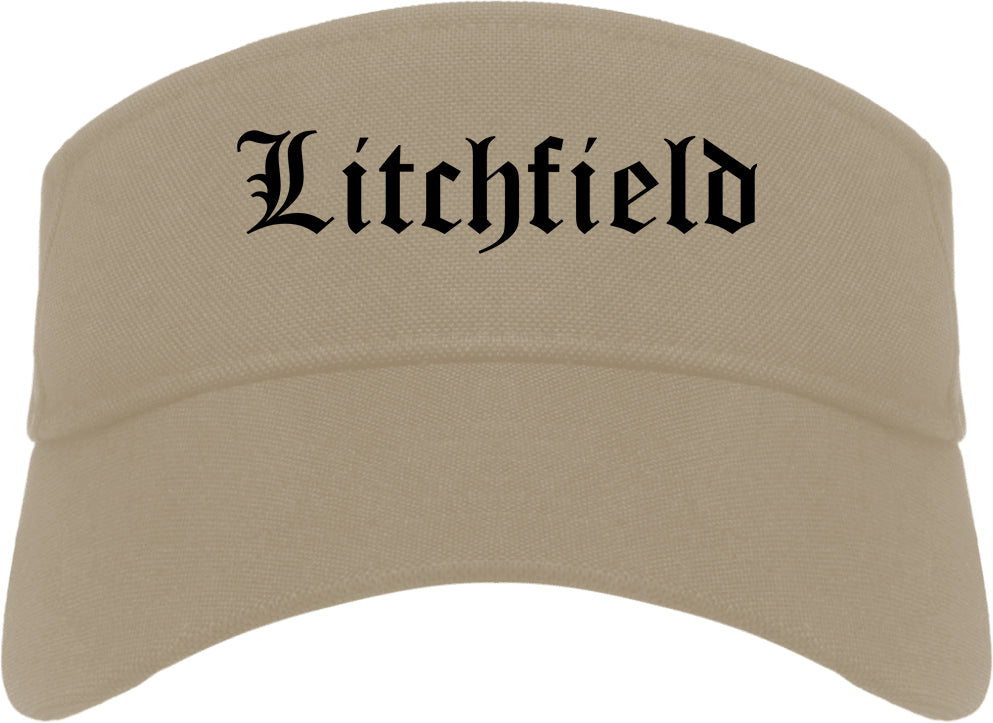 Litchfield Illinois IL Old English Mens Visor Cap Hat Khaki