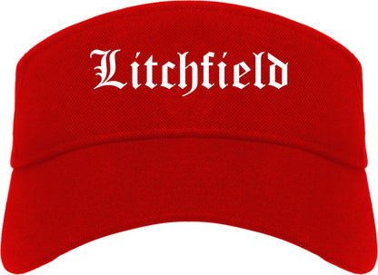 Litchfield Illinois IL Old English Mens Visor Cap Hat Red