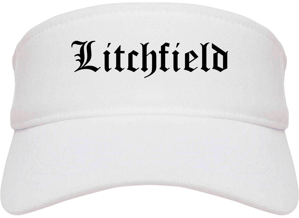 Litchfield Illinois IL Old English Mens Visor Cap Hat White