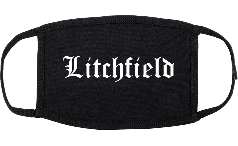 Litchfield Minnesota MN Old English Cotton Face Mask Black
