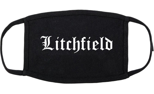 Litchfield Minnesota MN Old English Cotton Face Mask Black