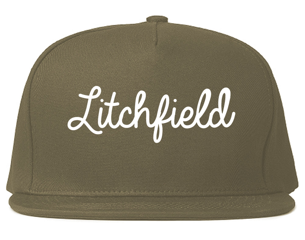 Litchfield Minnesota MN Script Mens Snapback Hat Grey