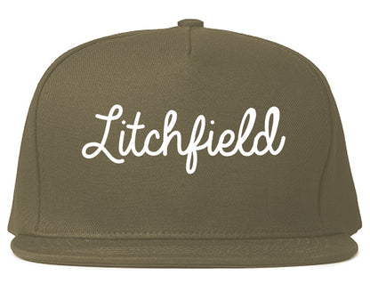 Litchfield Minnesota MN Script Mens Snapback Hat Grey