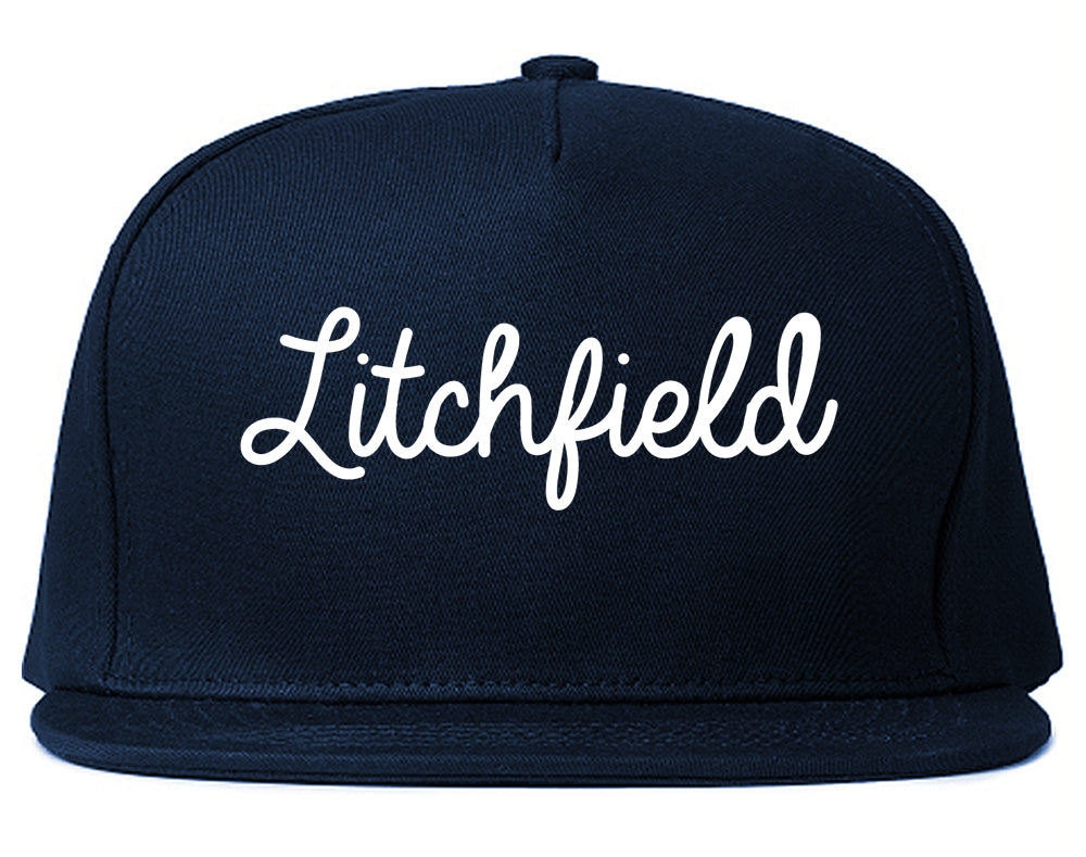 Litchfield Minnesota MN Script Mens Snapback Hat Navy Blue
