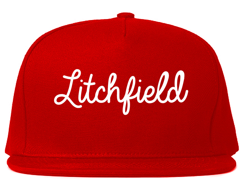 Litchfield Minnesota MN Script Mens Snapback Hat Red