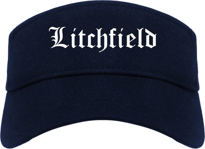 Litchfield Minnesota MN Old English Mens Visor Cap Hat Navy Blue
