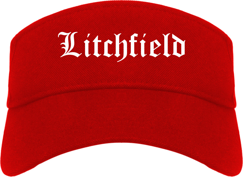 Litchfield Minnesota MN Old English Mens Visor Cap Hat Red
