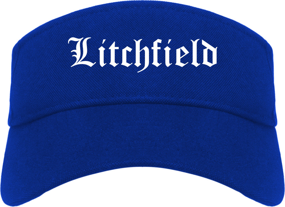 Litchfield Minnesota MN Old English Mens Visor Cap Hat Royal Blue