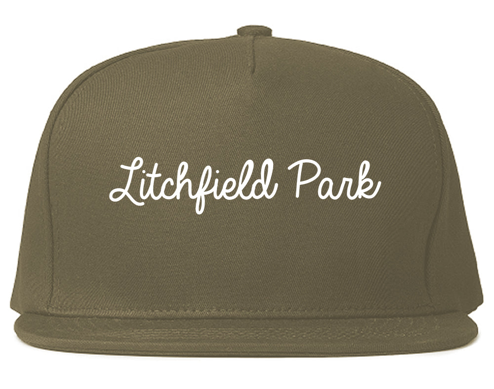 Litchfield Park Arizona AZ Script Mens Snapback Hat Grey