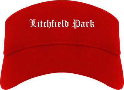 Litchfield Park Arizona AZ Old English Mens Visor Cap Hat Red