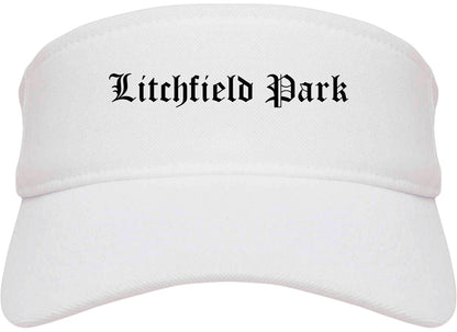 Litchfield Park Arizona AZ Old English Mens Visor Cap Hat White