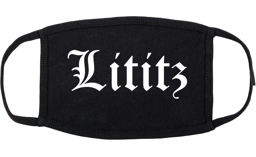Lititz Pennsylvania PA Old English Cotton Face Mask Black