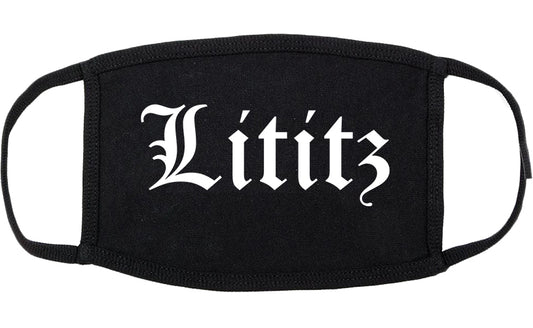Lititz Pennsylvania PA Old English Cotton Face Mask Black